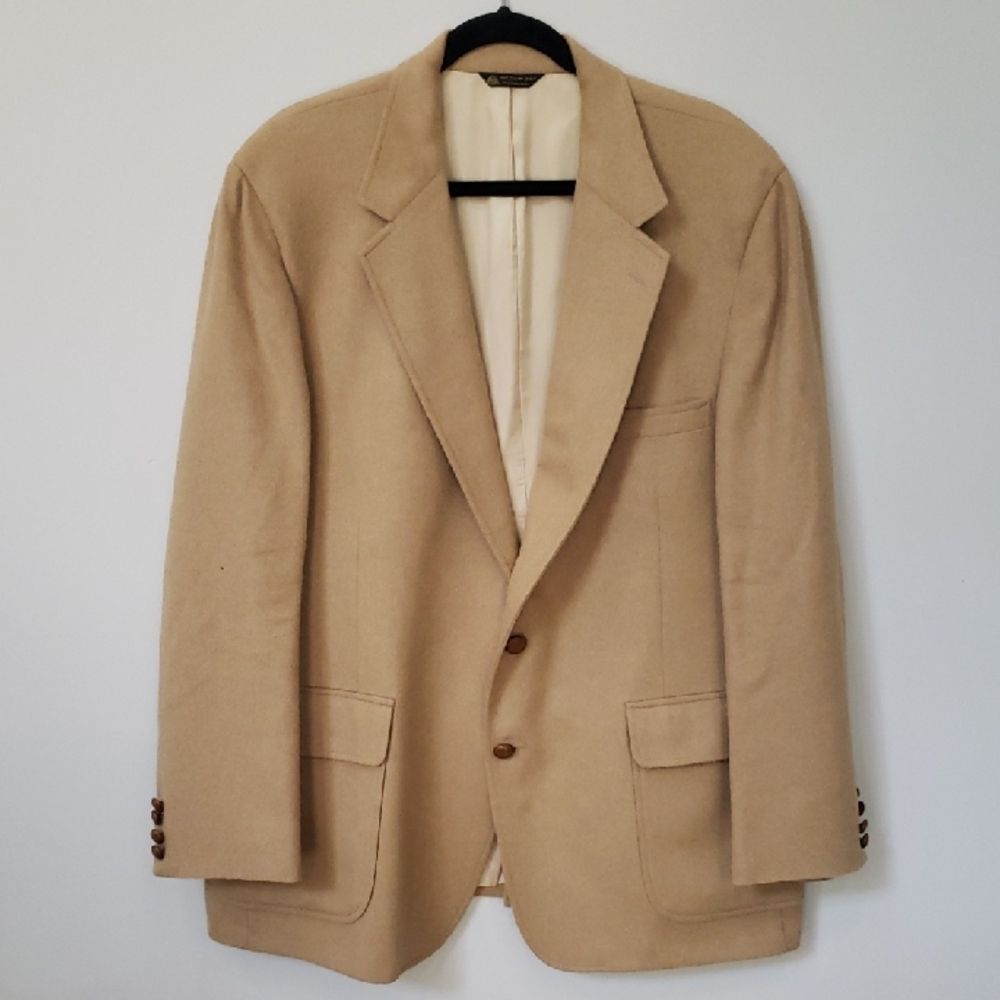 Vanjulian Wool Blazer Classic Camel Tan Men's 48R Sportcoat Formal Wedding VTG